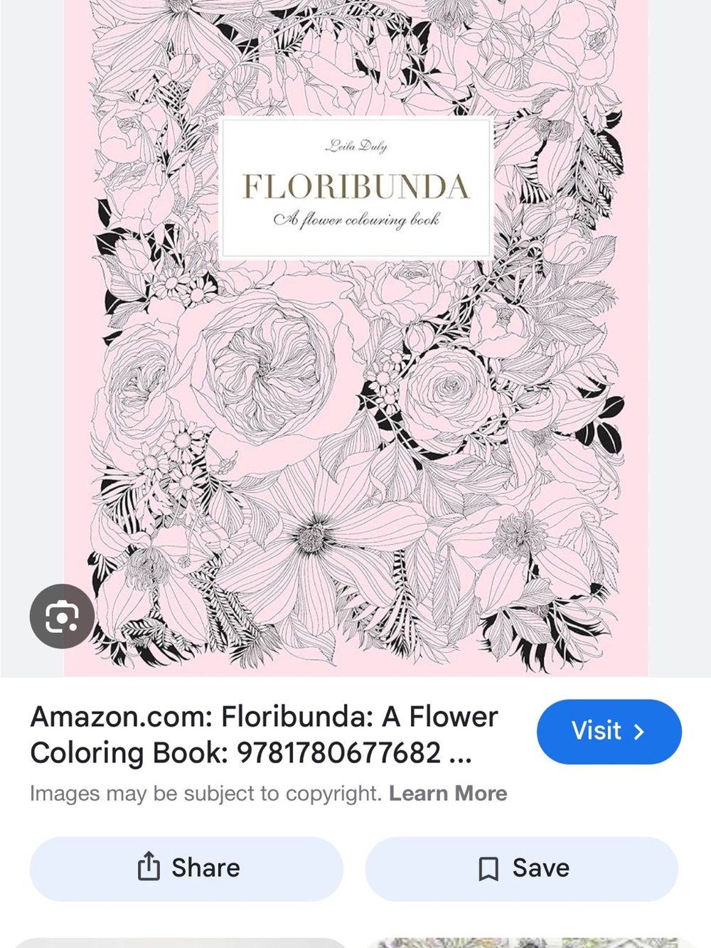 Floribunda Flower Coloring Book - Pink & Black Cover Leila Duly new 2016
